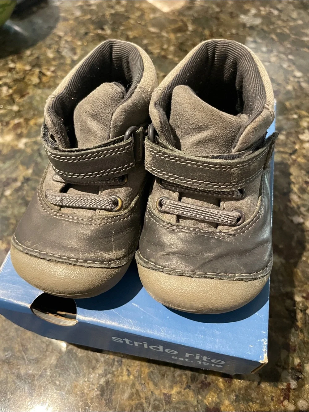 Stride Rite Grey and Tan Baby Walker Shoes